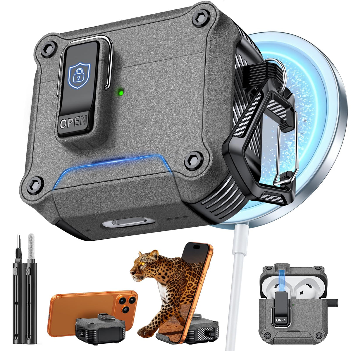 Inesore for AirPods AirPods Pro 1st/2nd Case with Secure Lock (Black)