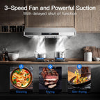 AMZCHEF 30" Under Cabinet Range Hood, 750CFM Stainless Steel Vent Hood