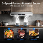 AMZCHEF 30" Under Cabinet Range Hood, 750CFM Stainless Steel Vent Hood