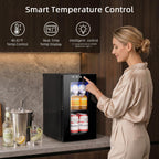 Antarctic Star 12 Bottle 48 Can Beverage Refrigerator Cooler - Mini Fridge Glass Door for Beer Soda Drinks or Wine,Freestanding Beverage Fridge for Home and Bar with Adjustable Shelving, 1.3 Cu. Ft.