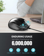 TECKNET USB Wired Mouse,6400 DPI Optical,6-Button Ergonomic Computer Mouse