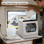 Hermitlux Slim Countertop Portable Dishwasher for Small Spaces