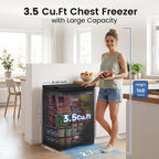 BANGSON 3.5 Cu.Ft Chest Freezer for Apartment, White