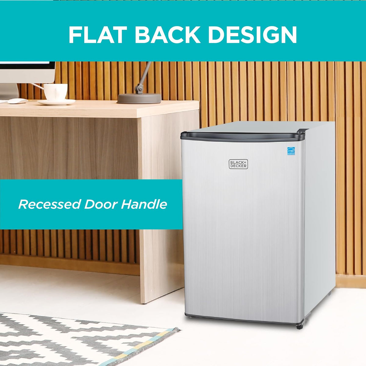 BLACK+DECKER 2.5 Cu. Ft. Compact Refrigerator, BCRK25V, Stainless Look