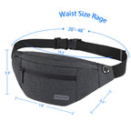 MAXTOP Large Bumbag Waist Fanny Pack Running Belt for Men Women Unisex Bum Bag with Headphone Jack and 4-Zipper Pockets Adjustable Belt for Travel Running Jogging Workout Hiking Gifts All Black
