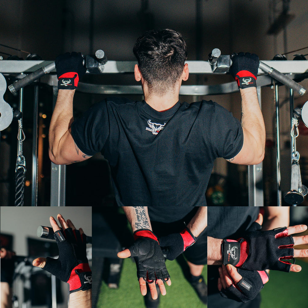 BEAST RAGE Gym Gloves Weight lifting Gloves Training Anti Slip Padded Palm Half Finger Powerlifting Workout Exercise Gloves for Men and Women