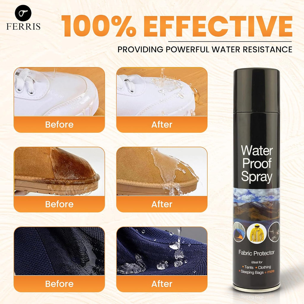 Waterproof Spray 300ml - Shoe Protector and Fabric Waterproofing for Leather, Suede, Boots and Tents | Fast-Drying, Invisible Shield Against Water, Stains and Dirt – Ideal for Everyday Use (3 Pack)