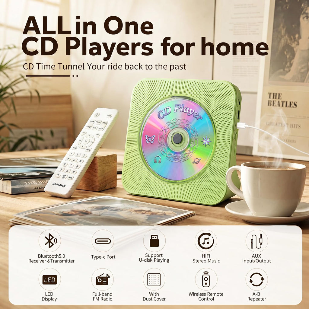 Gueray CD Player Portable Bluetooth Desktop CD Players for Home