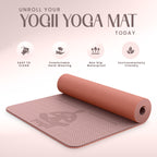 Yogii Yoga Mat - Non-Slip 6mm Thick TPE & Travel-friendly Yoga Mat - Perfect for Home & Gym Exercise Fitness & Pilates - With Laser Alignment Guides for Men & Women