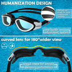 Winline Adult Swimming Goggles,Open Water Goggles Swimming Anti Fog UV Protection No Leakage Clear Vision Easy to Adjust for Adults Men Women Teenagers