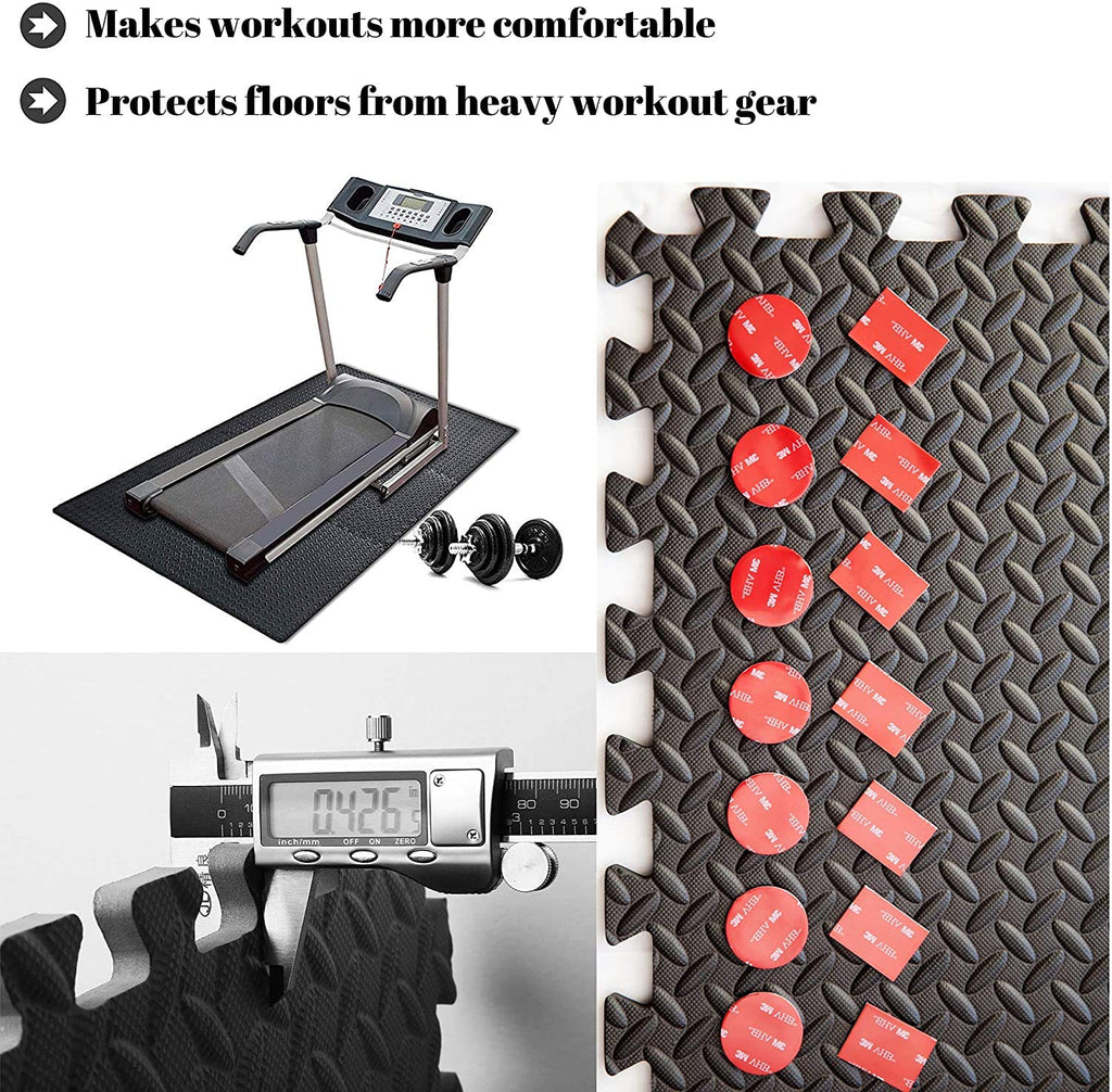 ComFy Mat Gym Flooring Mat, Foam Exercise Mats, Interlocking Puzzle EVA Floor Tiles, Non slip Rubber Cushion For Home Workout, Bonus Adhesives,24"X24"(60x60cm)