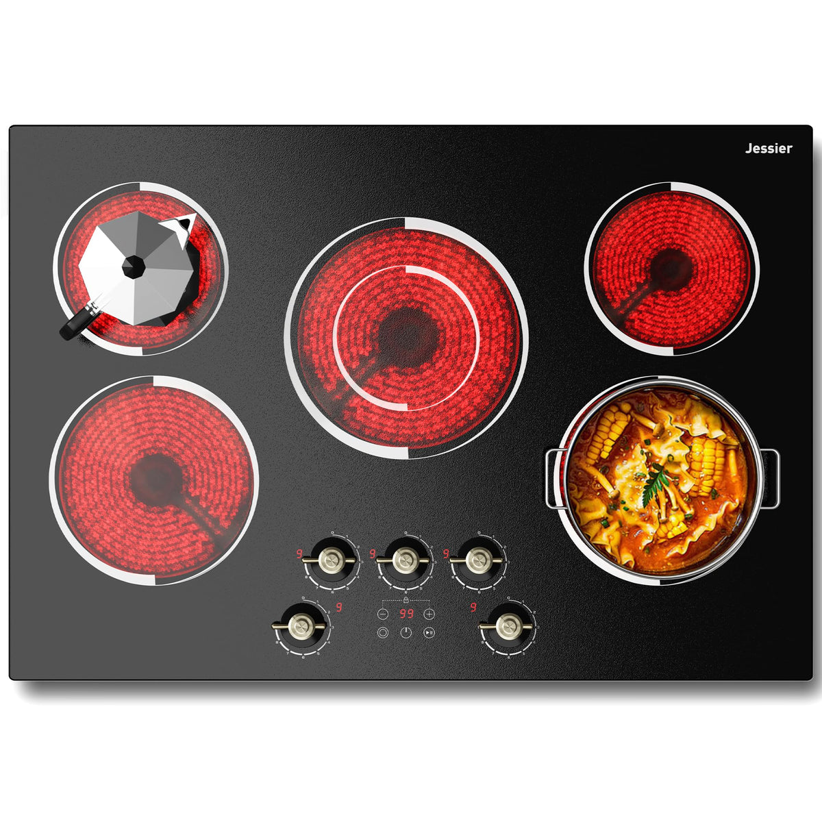 2 Burner Electric Cooktop 110V 2000W Countertop or Built-in