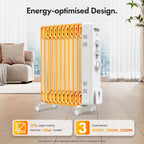 VonHaus Oil Filled Radiator 11 Fins – 2500W, 3 Heat Settings, 24 Hour Timer
