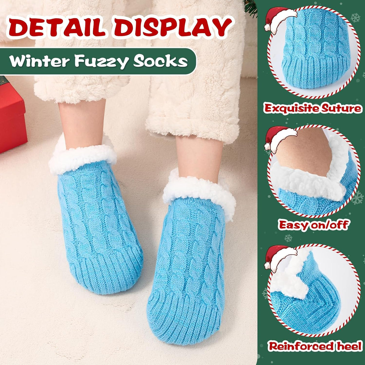 Niorasen Fluffy Slipper Socks Women Men, Winter Gift for Her, UK 4-9
