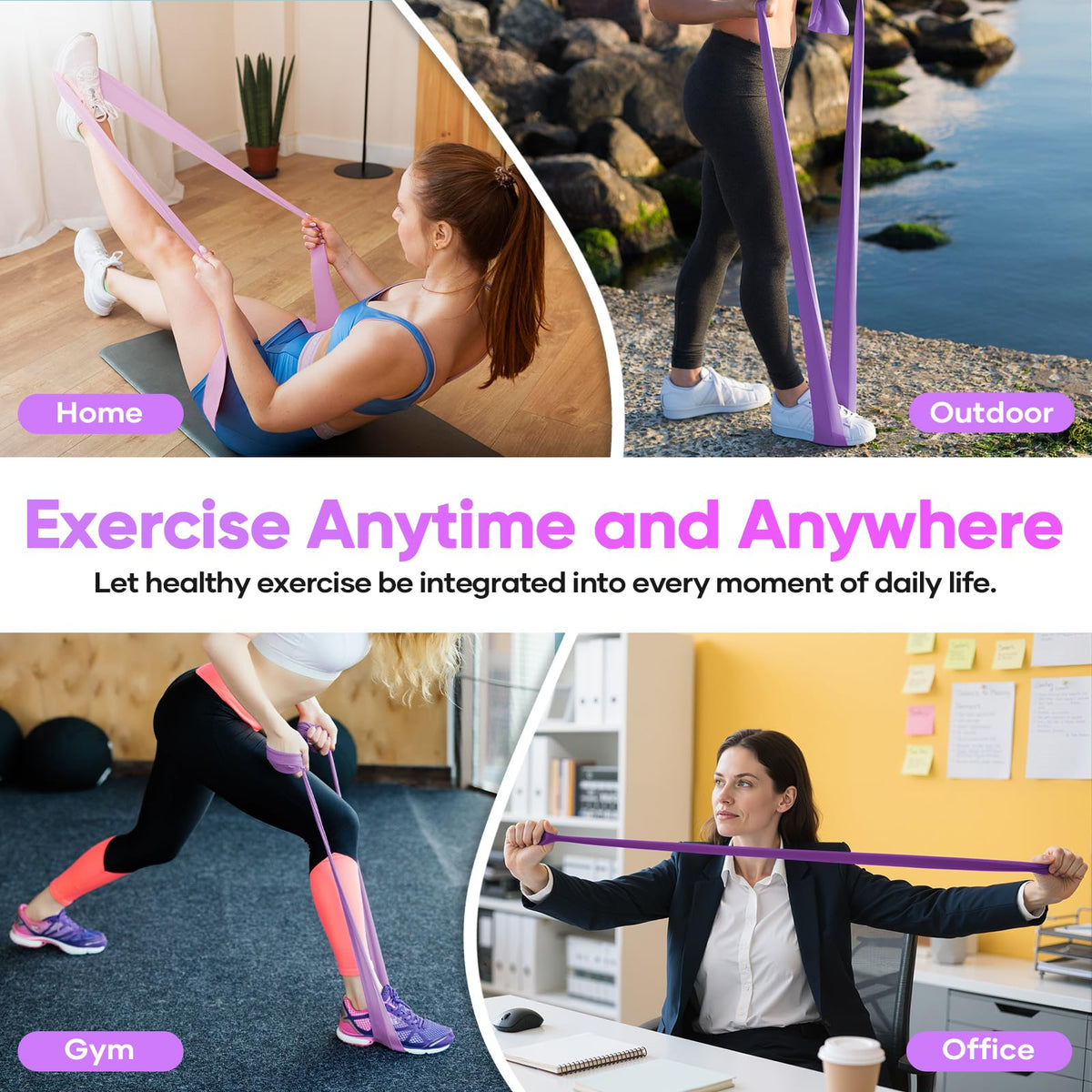 Fokky 2M Resistance Bands, Exercise Band with 4 Different Resistance Levels