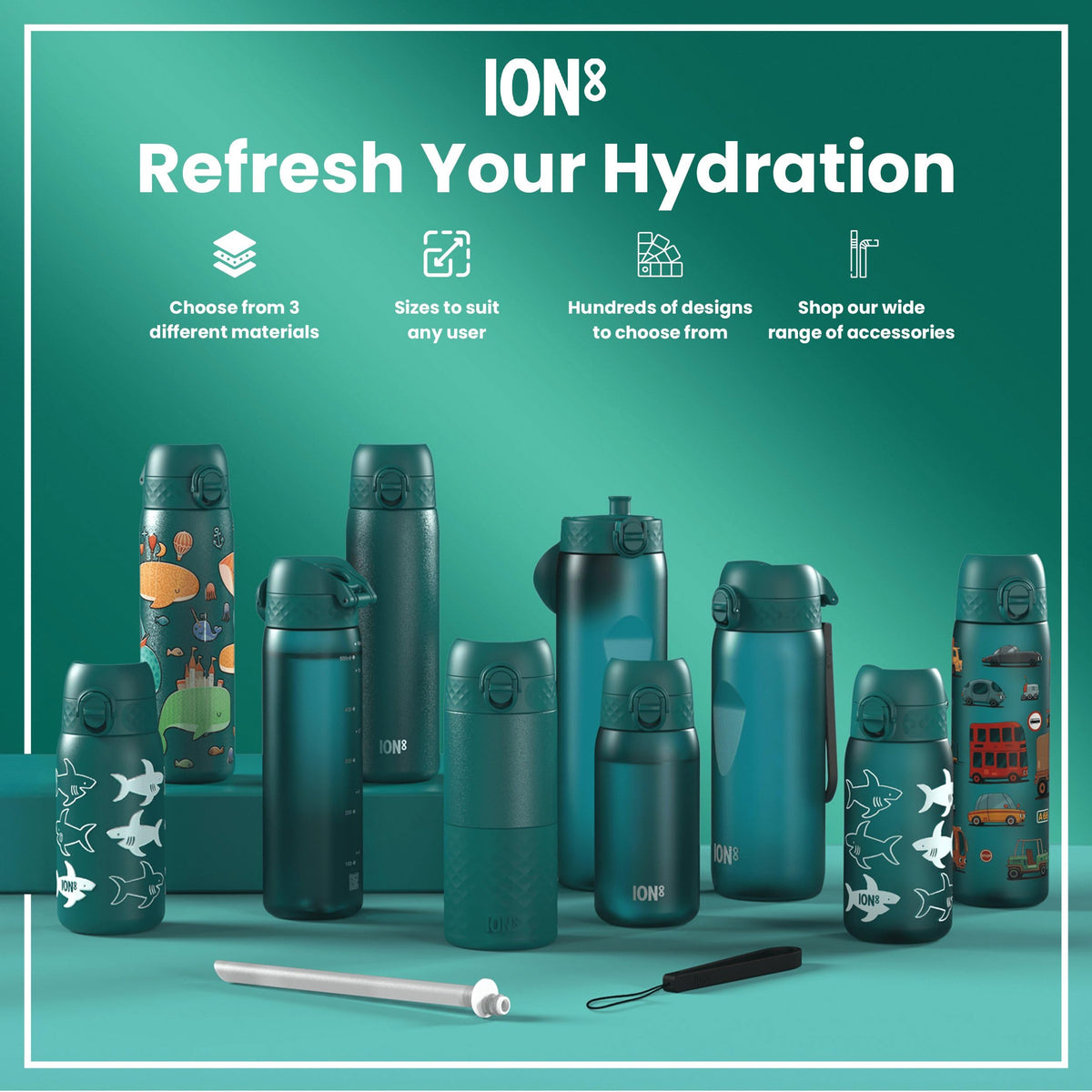 ION8 Leak Proof Water Bottle, 500ml (18oz), Fighter Jets