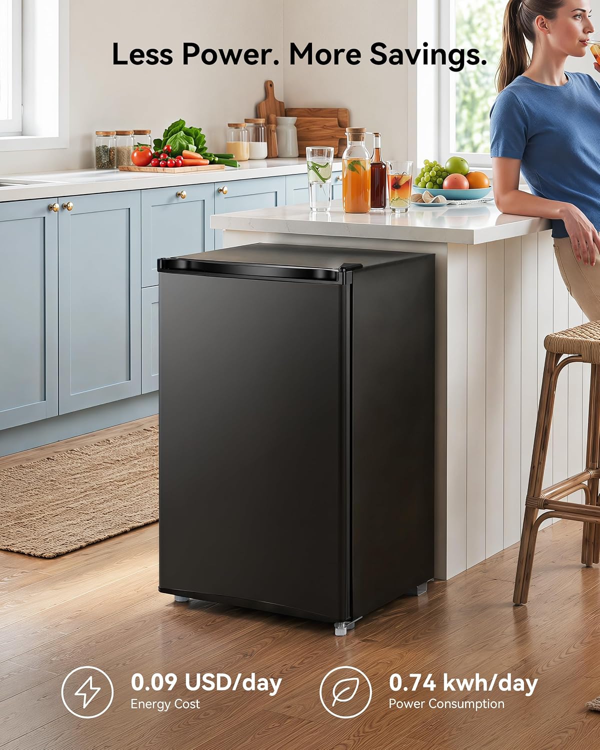 Feelfunn 3.0 Cu.ft Mini Freezer, Small Upright Freezer, Black