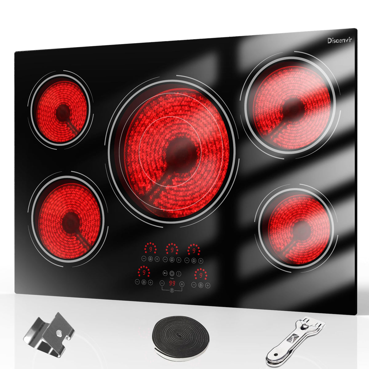 2 Burner Electric Cooktop 110V, 2000W Shard Power