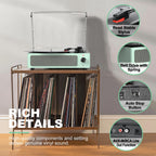 Seasonlife® Retro Vinyl Record Player with Stereo Speakers,Walnut Brown