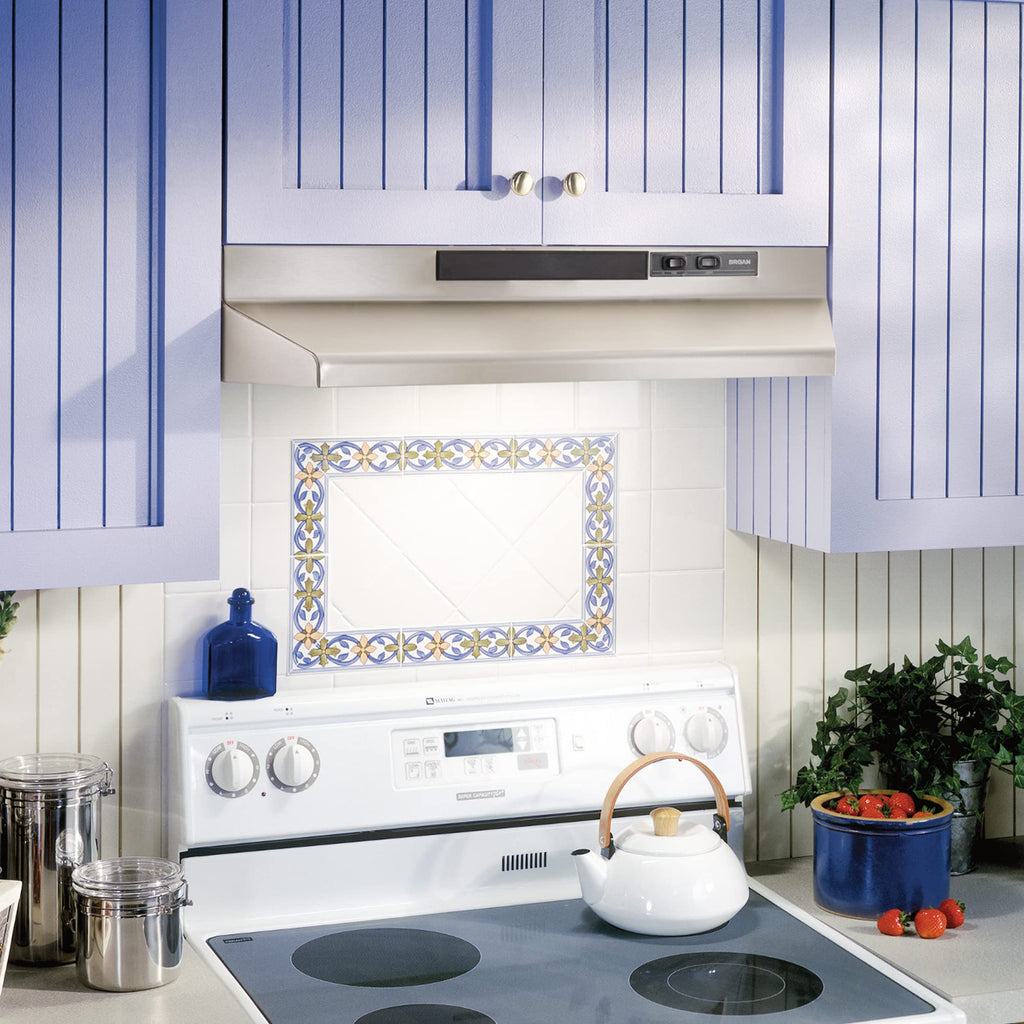 Broan-NuTone F403011 Insert with Light, Exhaust Fan for Under Cabinet Two-Speed Four-Way Convertible Range Hood, 30-Inch, White on White