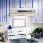 Broan-NuTone F403011 Insert with Light, Exhaust Fan for Under Cabinet Two-Speed Four-Way Convertible Range Hood, 30-Inch, White on White