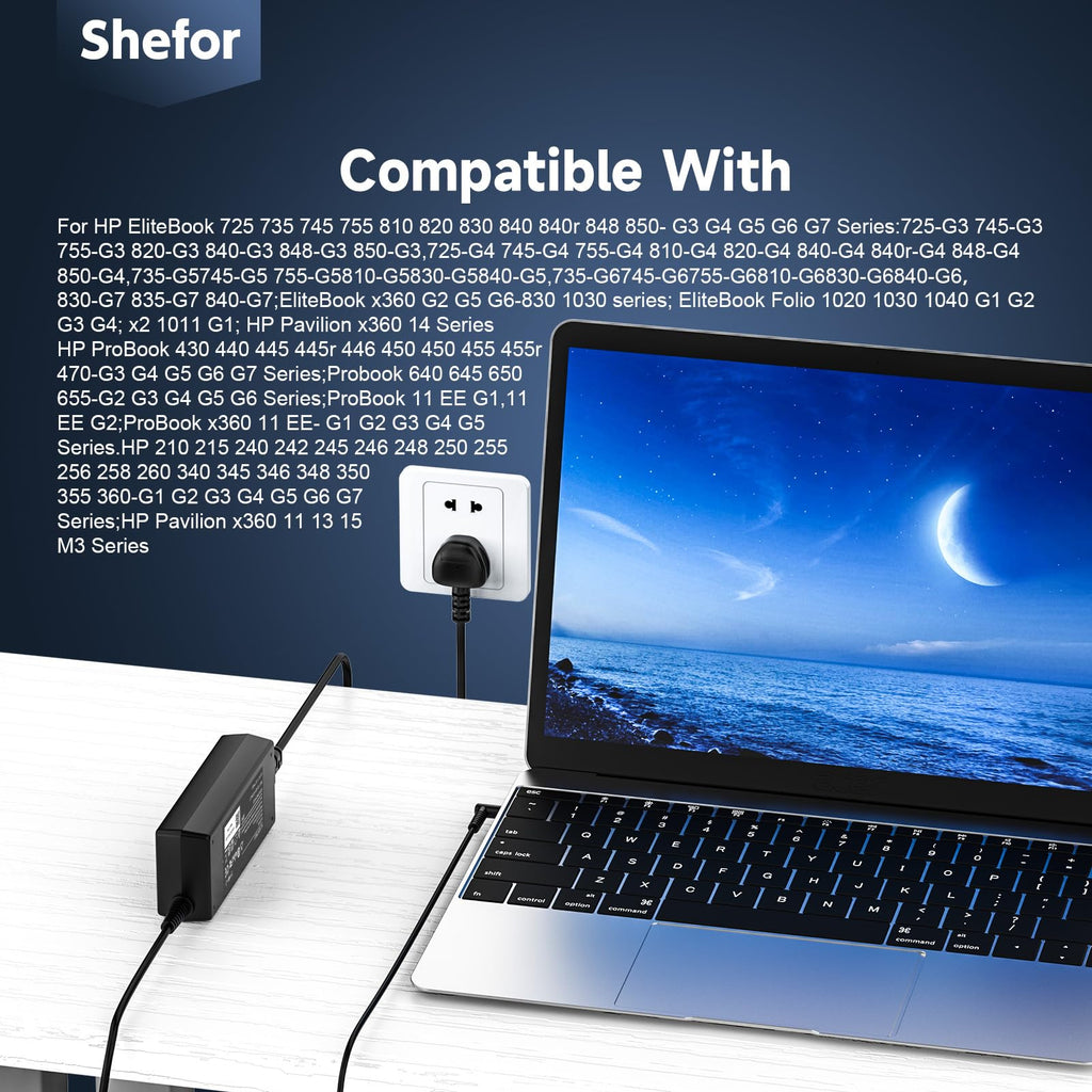 65W Laptop Charger Compatible With HP Pavilion EliteBook ProBook Series