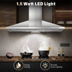 SNDOAS Range Hood 30 inch,Wall Mount Range Hood in Stainless Steel With Ducted/Ductless Convertible,Stove Vent Hood with Aluminum Filters,3 Speed Exhaust Fan,LED Light,Button Control