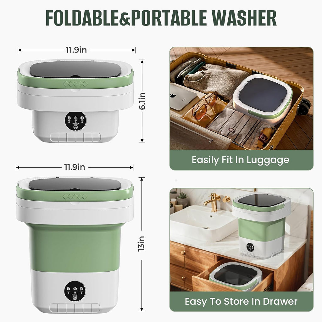 20L Foldable Portable Washing Machine, 45dB Ultra Quiet 3 Modes Mini Washer with Spin Basket, No Installation Compact Washer for Travel RV Dorm Apartment Camping, Baby Clothes Underwear Socks