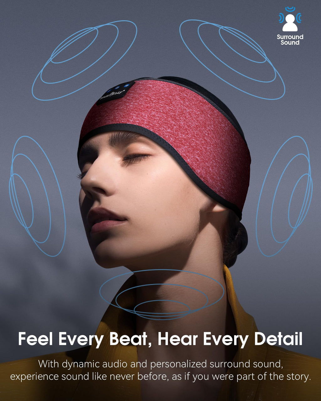 MUSICOZY Sleep Headphones Bluetooth Headband Headphones for Side Sleepers