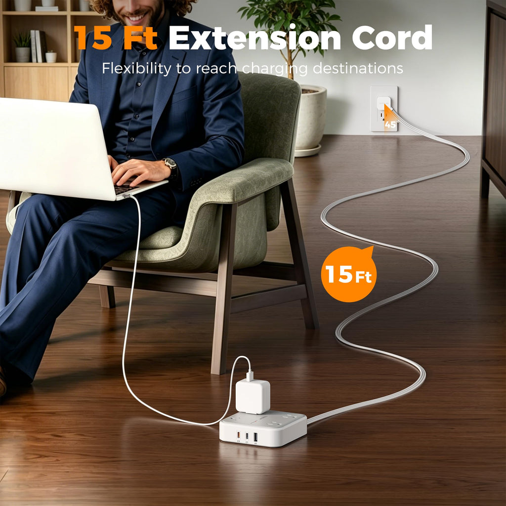 TESSAN PD 20W Surge Protector Extension Cord 5Ft, Flat Plug Power Strip
