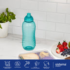 Sistema Squeeze Twist 'n' Sip Sports Water Bottles | 460 ml | Leakproof Kids Water Bottles | BPA-Free | Blue | 4 Count