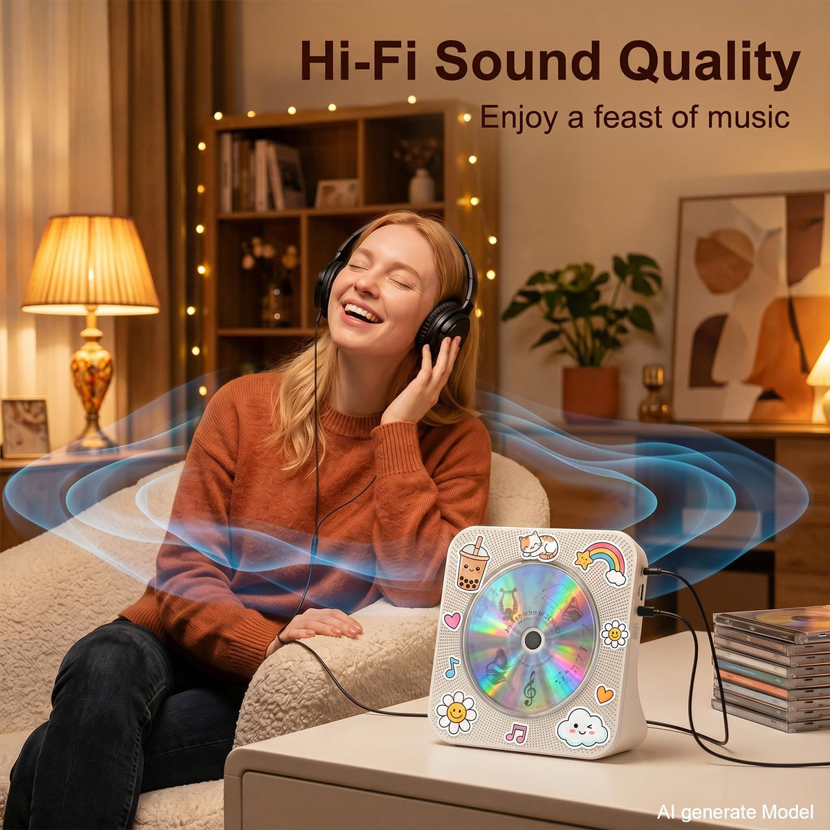 Gueray CD Player Portable Bluetooth Desktop CD Players for Home
