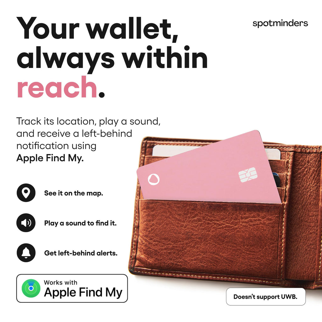 SPOTMINDERS Apple MFi Certified Wallet Tracking Card Black 4-Pack Travel Gifts for Him Works with Apple Find My Rechargeable Tracker IP68 Waterproof 0.07" Slim iPhone Item Finder for Luggage Passport