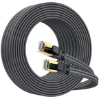 CAT8 Ethernet Cable 2M, 40Gbps 2000MHz Flat High Speed Network Cable, Nylon Braided Shielded, Internet Cable Braided Network Cord RJ45 Indoor LAN Cables Compatible with PS5/Xbox/Router/PC (2M)