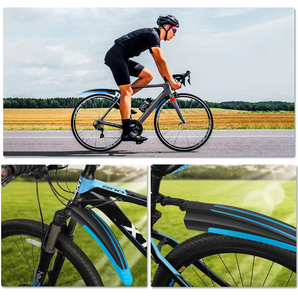 Bike Mudguard Set, Portable Adjustable Road Mountain Bike Bicycle Cycling Tires Front and Rear Mud Guard Fenders for MTB Mountain Road Bike