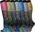 Compression Socks, (2/4/6/7 Pairs) for Men & Women 15-20 mmHg is Best for Athletics, Running, Flight Travel, Support