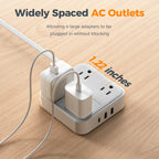 TESSAN PD 20W Surge Protector Extension Cord 5Ft, Flat Plug Power Strip
