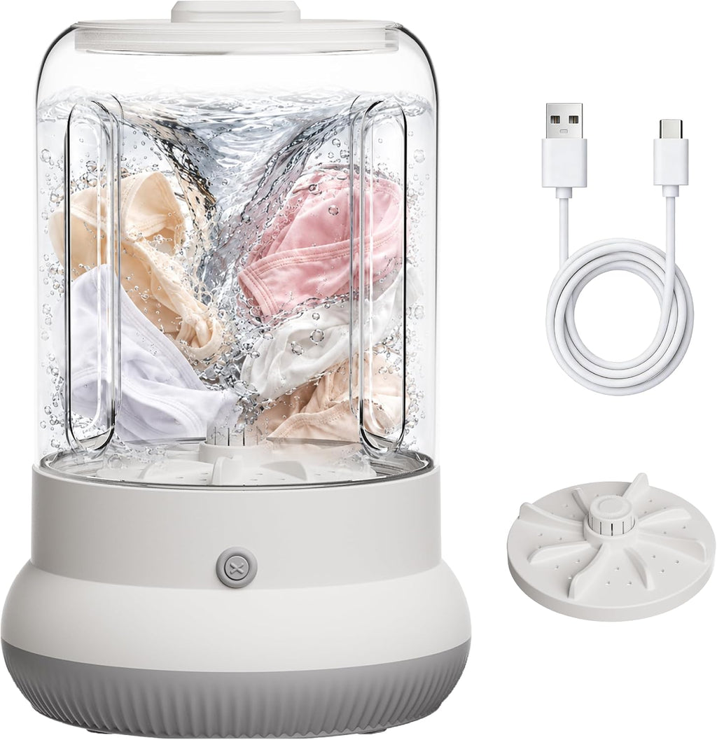 Mini Washing Machine, 3L Compact Small Laundry Washer for Underwear, Socks etc.（White）