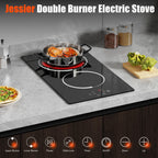 2 Burner Electric Cooktop 110V 2000W Countertop or Built-in