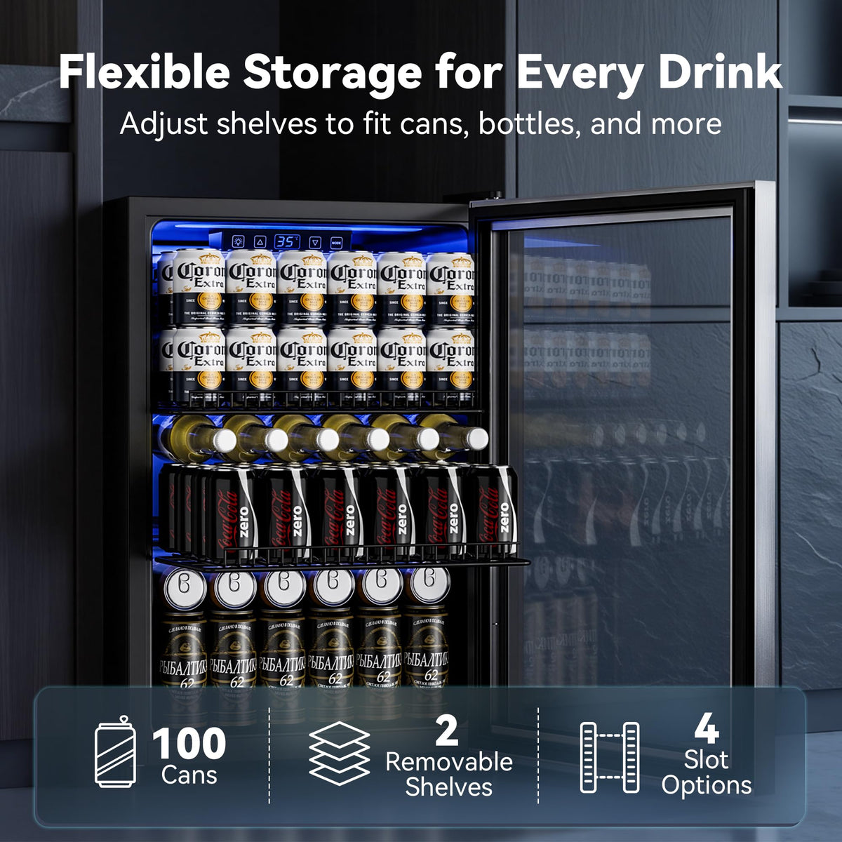 Beverage Refrigerator, 2.47 Cu.Ft Mini Fridge Beverage Cooler