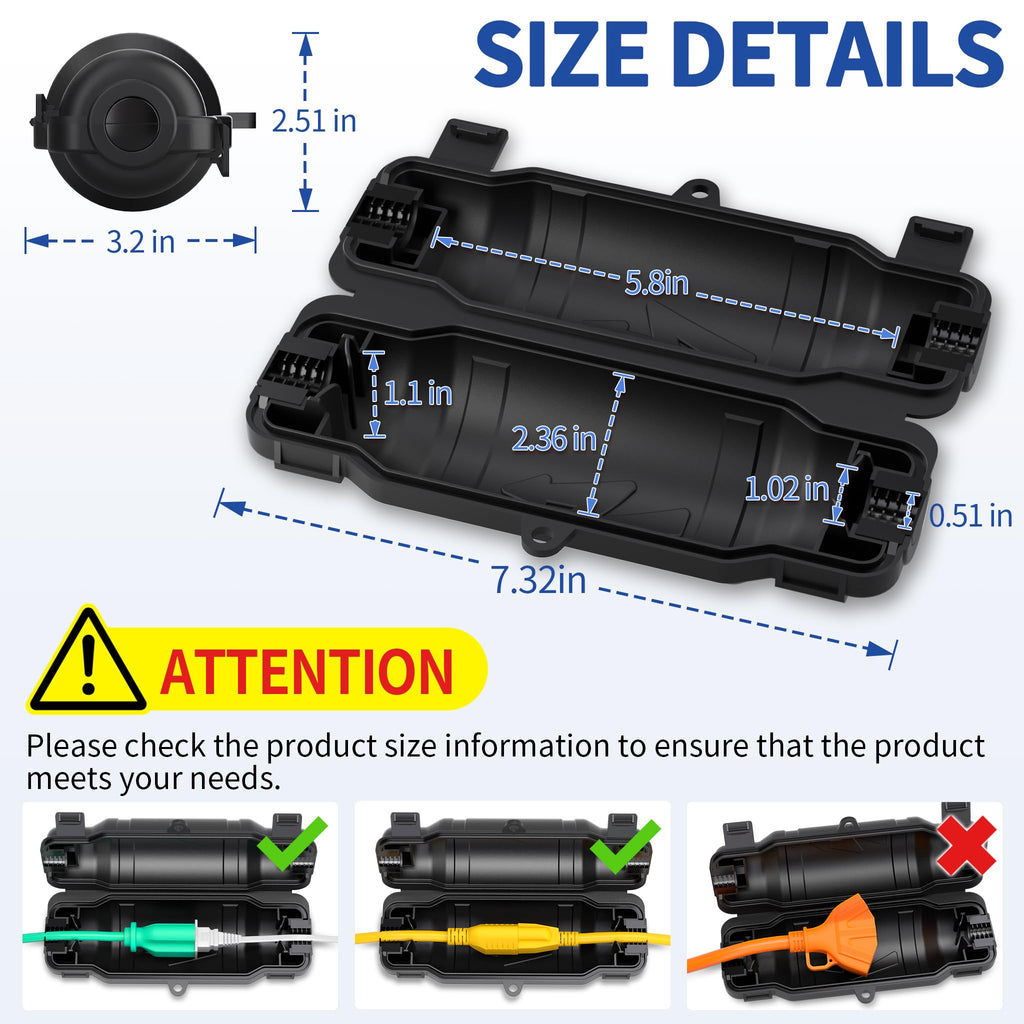 Outdoor Extension Cord Safety Cover, Black
