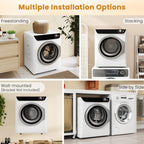 Auertech 3.6 CU. FT Clothes Dryer, Large Capacity Laundry Dryer with 12 Drying Modes & Stainless Steel Tub, Dryer Machine, Electric Dryer with LED Control for Busy Family Home, White