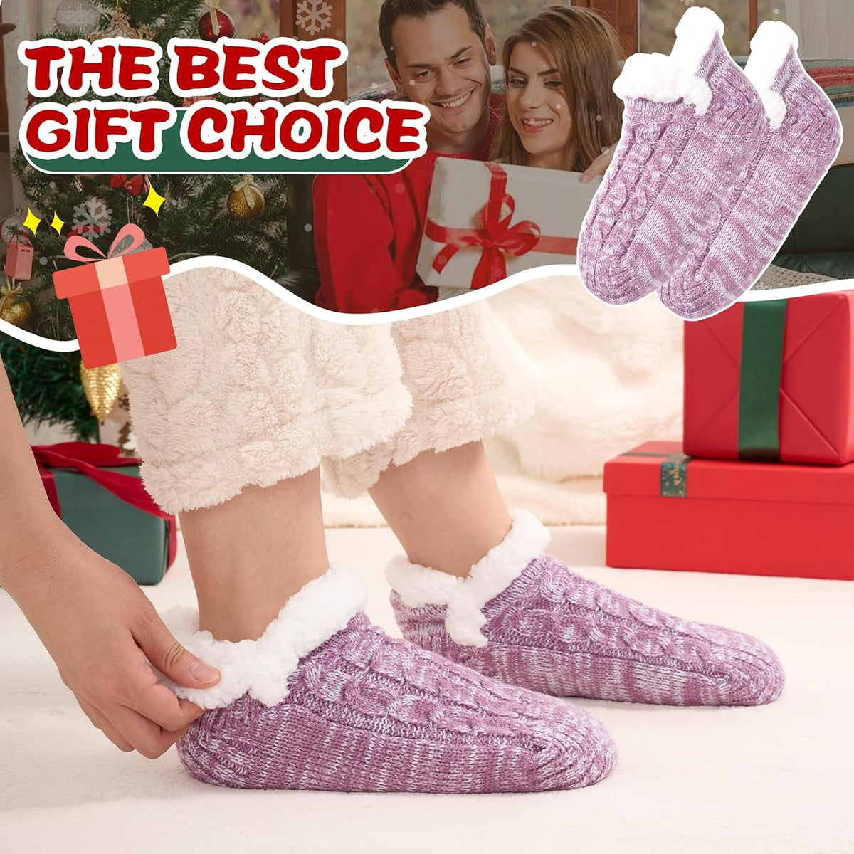 Niorasen Fluffy Slipper Socks Women Men, Winter Gift for Her, UK 4-9