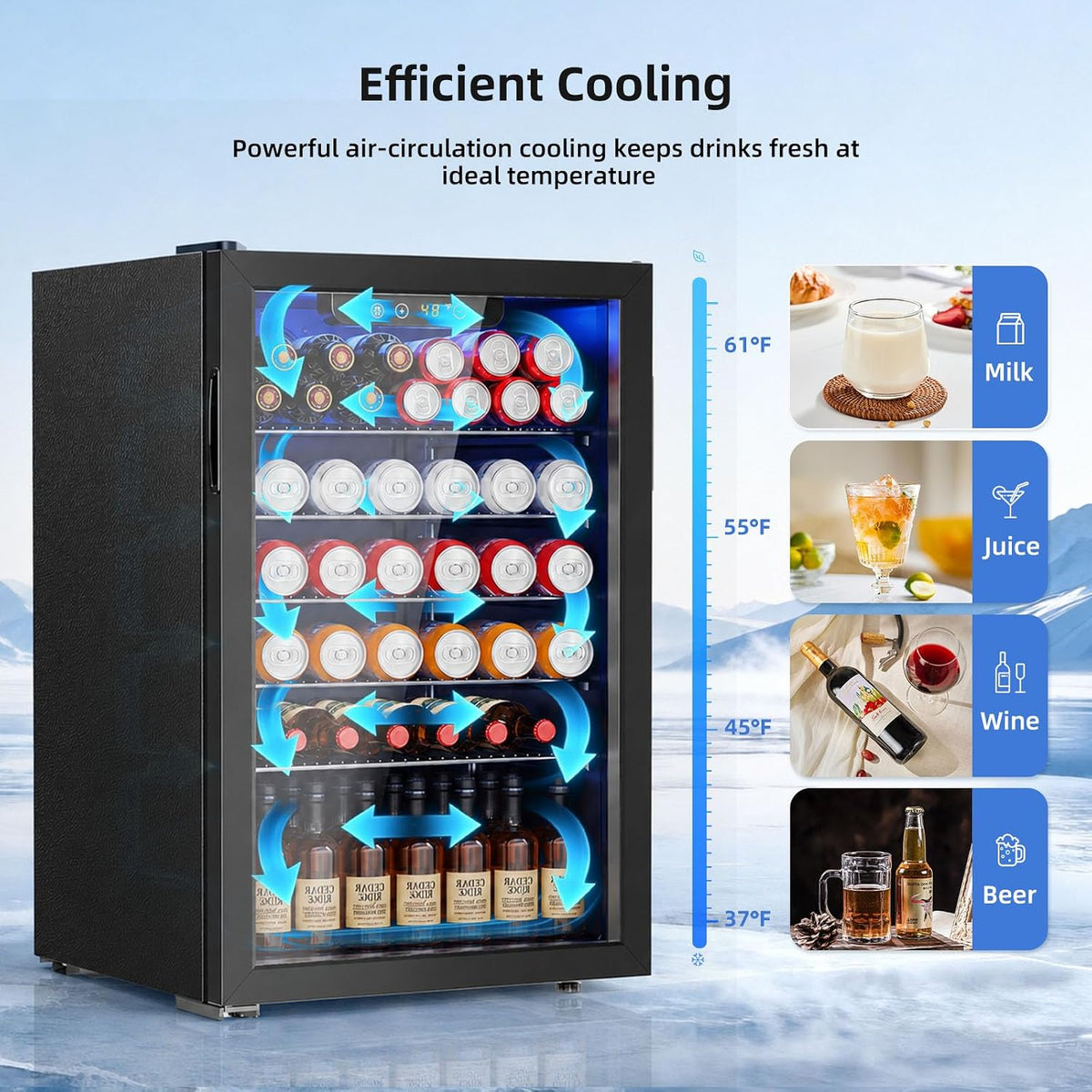 Antarctic Star Beverage Refrigerator Cooler 68 Can, Mini Fridge with Glass Door for Beer Drinks Wine,Freestanding Small Fridge with Electronic Temperature Control for Home and Bar,1.7 cu.ft