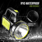 Ultra-Bright LED Rechargeable Torch – 1000LM Handheld Flashlight 1200mAh, 2 Modes, Compact & Waterproof (IPX5) – Perfect for Camping, Outdoor Activities & Emergency Use