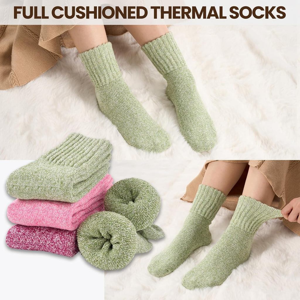 Niorasen Women's Thermal Socks, 3 Pairs Full Cushioned, Cosy Gift Winter