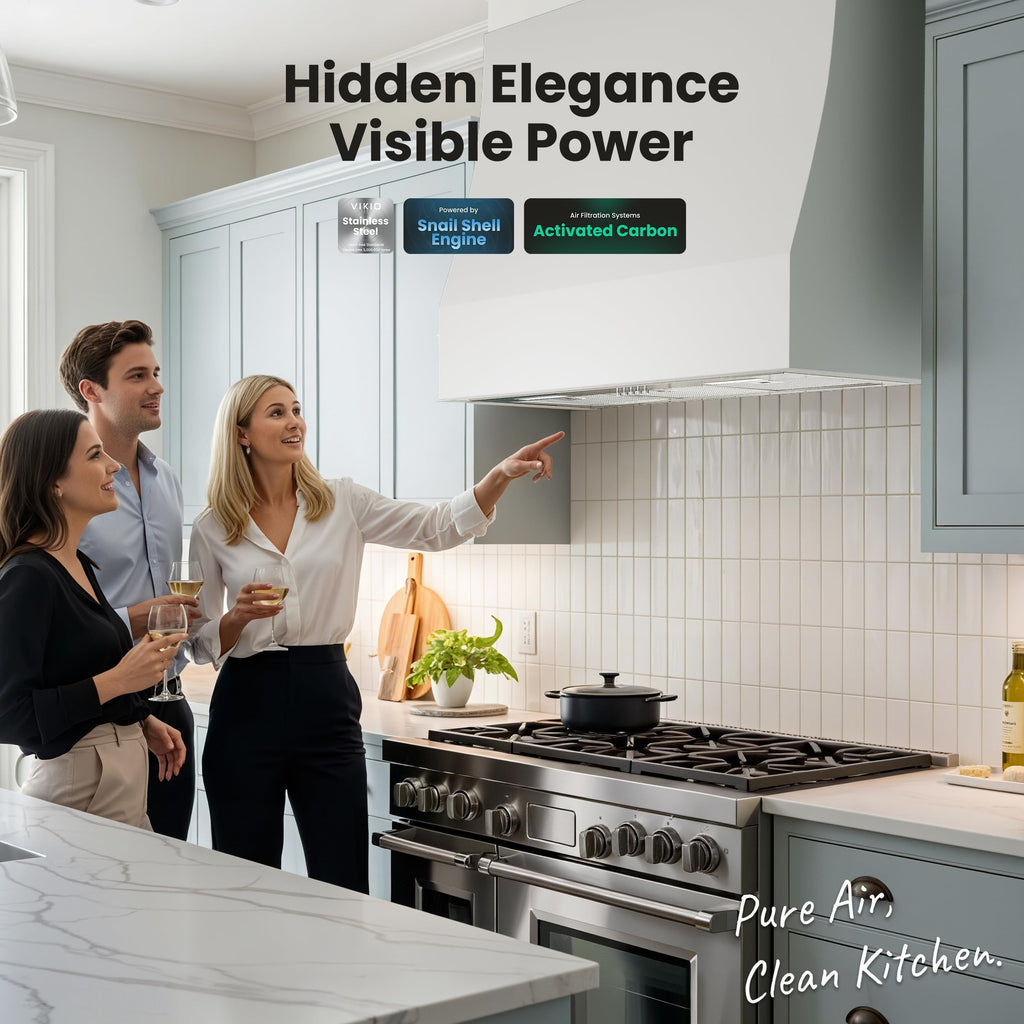 VIKIO HOME 30 Inch Range Hood Insert, 980 CFM, Dual-Intake, Gesture & Touch