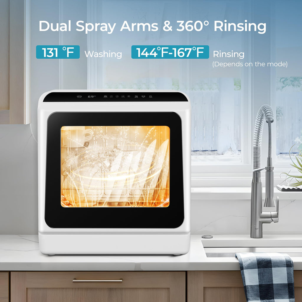 EUHOMY Countertop Dishwasher Portable, 6 Programs with 40 dB, No Hookup
