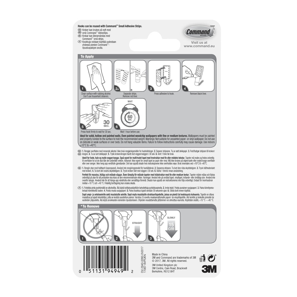 Command Medium Designer Hooks, 6 White Hooks and 9 Adhesive Strips