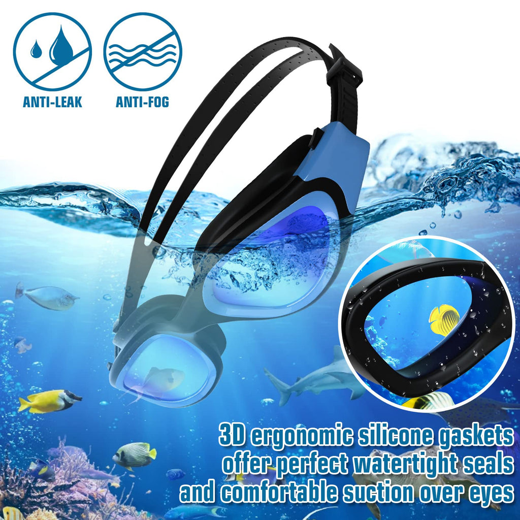 Winline Adult Swimming Goggles,Open Water Goggles Swimming Anti Fog UV Protection No Leakage Clear Vision Easy to Adjust for Adults Men Women Teenagers